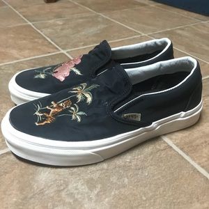 Vans Shoes - Women’s Black Satin Embroidered Vans Vans Shoes - Women’s Black Satin Embroidered Vans